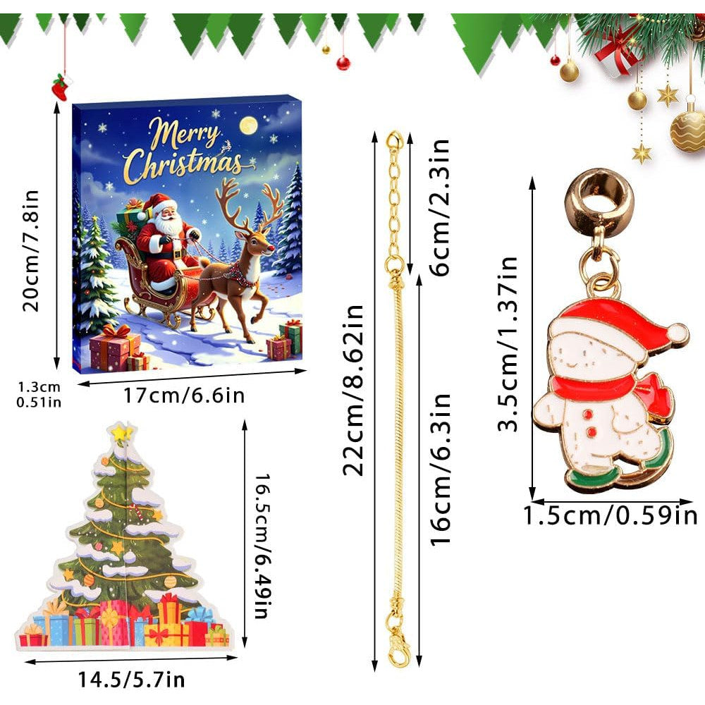 Calendar Advent 2025 pentru fete – Set bijuterii de craciun cu 24 de bratari si talismane, cadou pentru copii si adolescente 5-14 Ani, ideal pentru sarbatori