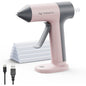 Pistol de lipit fara fir Tilswall, reincarcabil USB-C, incalzire rapida 30s, cu baterie 2000 mAh + 20 bete de lipit 7×140 mm, ideal pentru bricolaj, mestesuguri si reparatii, duza anti-picurare, roz