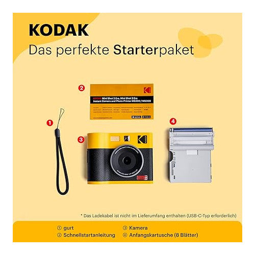 Aparat foto instant Kodak Mini Shot 3 Era, imprimare 3x3, negru, design compact