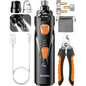 Pila electrica pentru pilire gheare caini si pisici, cu cleste pentru taiere, 4 LED, 3 viteze 12000 RPM, reincarcabil USB, trimmer unghii silentios, sistem siguranta anti-taiere, set complet cu accesorii
