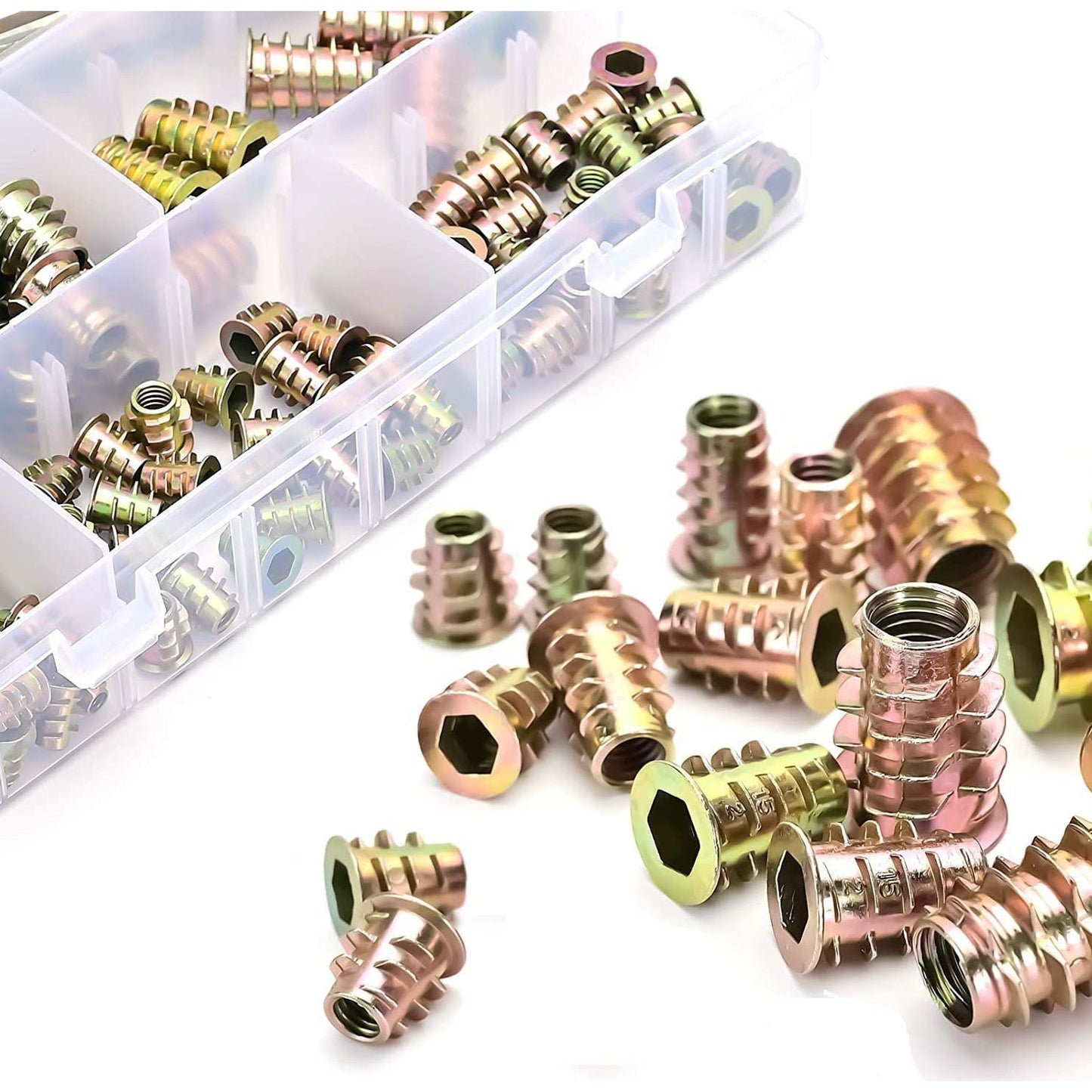 Set 170 piulite, cap haxagonal, M4 M5 M6 M8, din aliaj de zinc, pentru lemn
