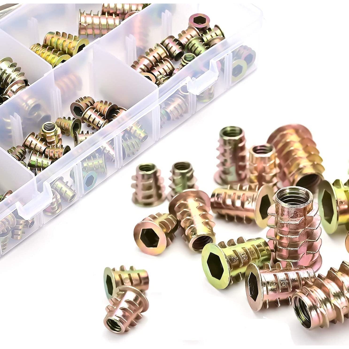 Set 170 piulite, cap haxagonal, M4 M5 M6 M8, din aliaj de zinc, pentru lemn