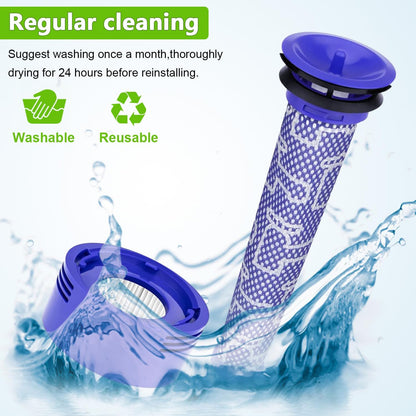 Set filtru HEPA pentru Dyson V7 V8, pre si post motor, lavabile, accesorii aspirator cu capac motor