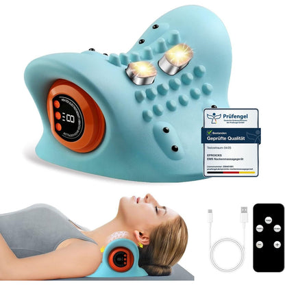 Aparat de masaj electric EPROICKS pentru gat cu incalzire, masaj cervical wireless tip perna de relaxare, presopunctura pentru gat si umeri, 3 moduri de masaj, 6 frecvente ajustabile, incarcare USB
