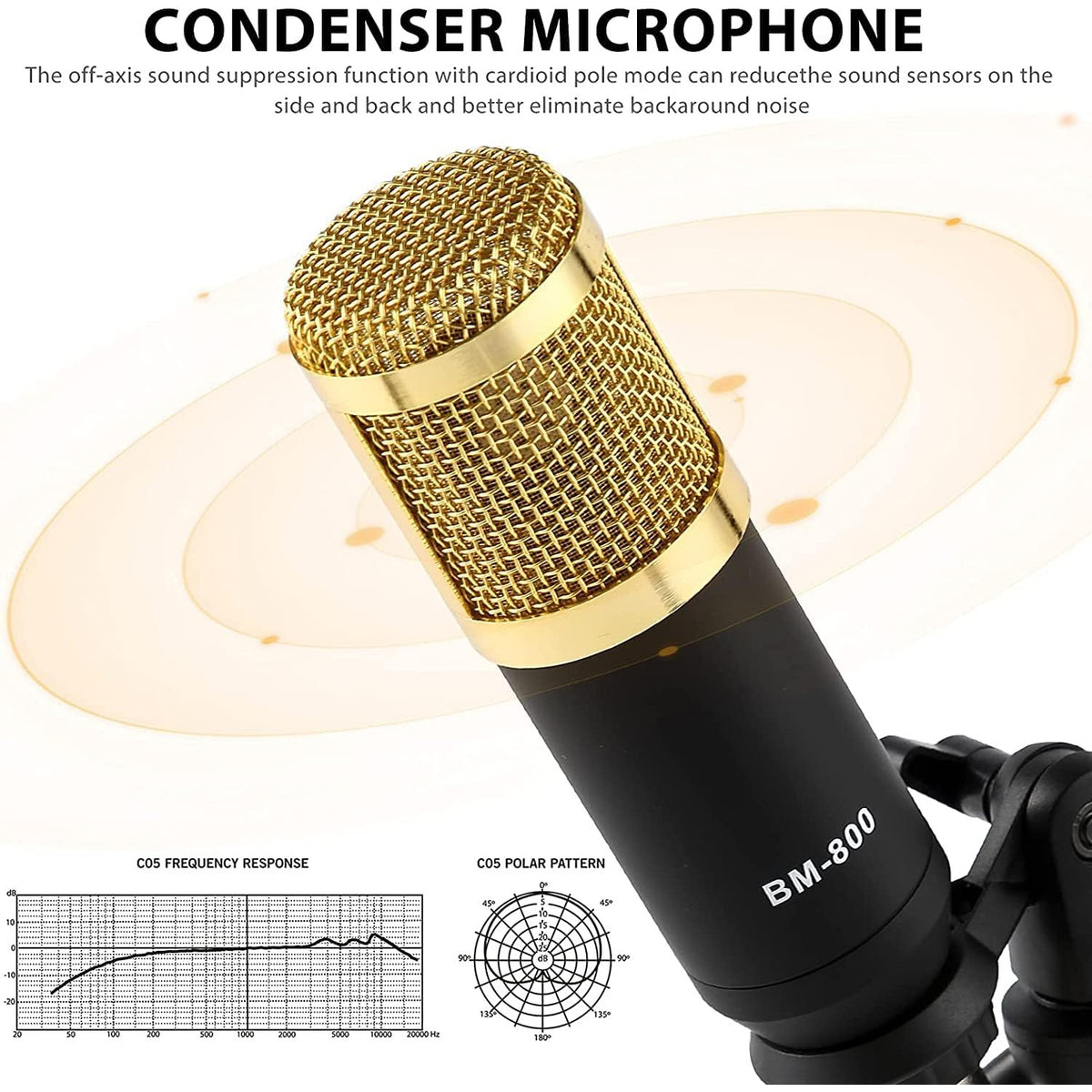 Set microfon podcast ALLWIN cu condensator cardioid BM‑800 si mixer audio USB F988, placa de sunet DSP Dual, suport reglabil si filtru Pop, pentru Streaming, Podcasting si inregistrare PC, Laptop, telefon, tableta