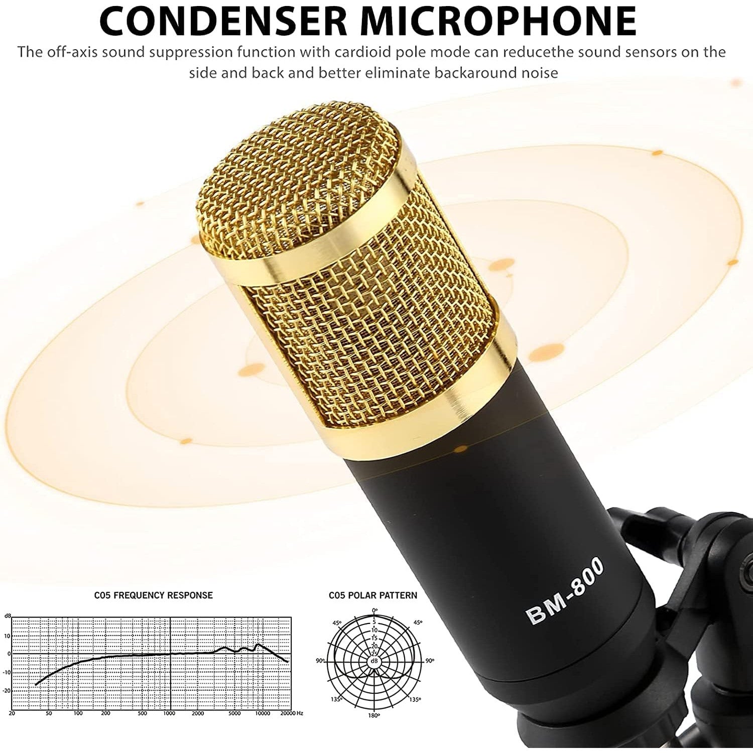 Set microfon podcast ALLWIN cu condensator cardioid BM‑800 si mixer audio USB F988, placa de sunet DSP Dual, suport reglabil si filtru Pop, pentru Streaming, Podcasting si inregistrare PC, Laptop, telefon, tableta