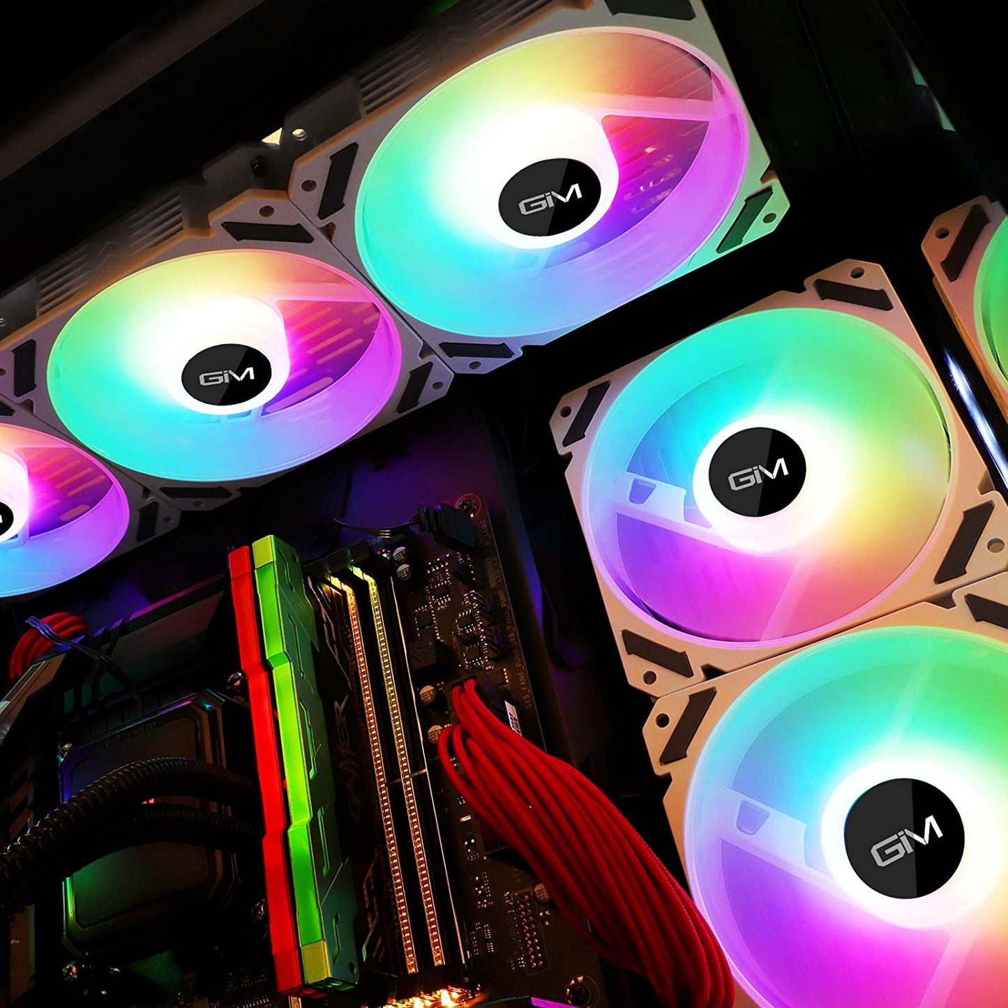 Set 3x ventilator 120mm LED GIM KB-28 RGB cu telecomanda, racire silentioasa si lumini multicolore