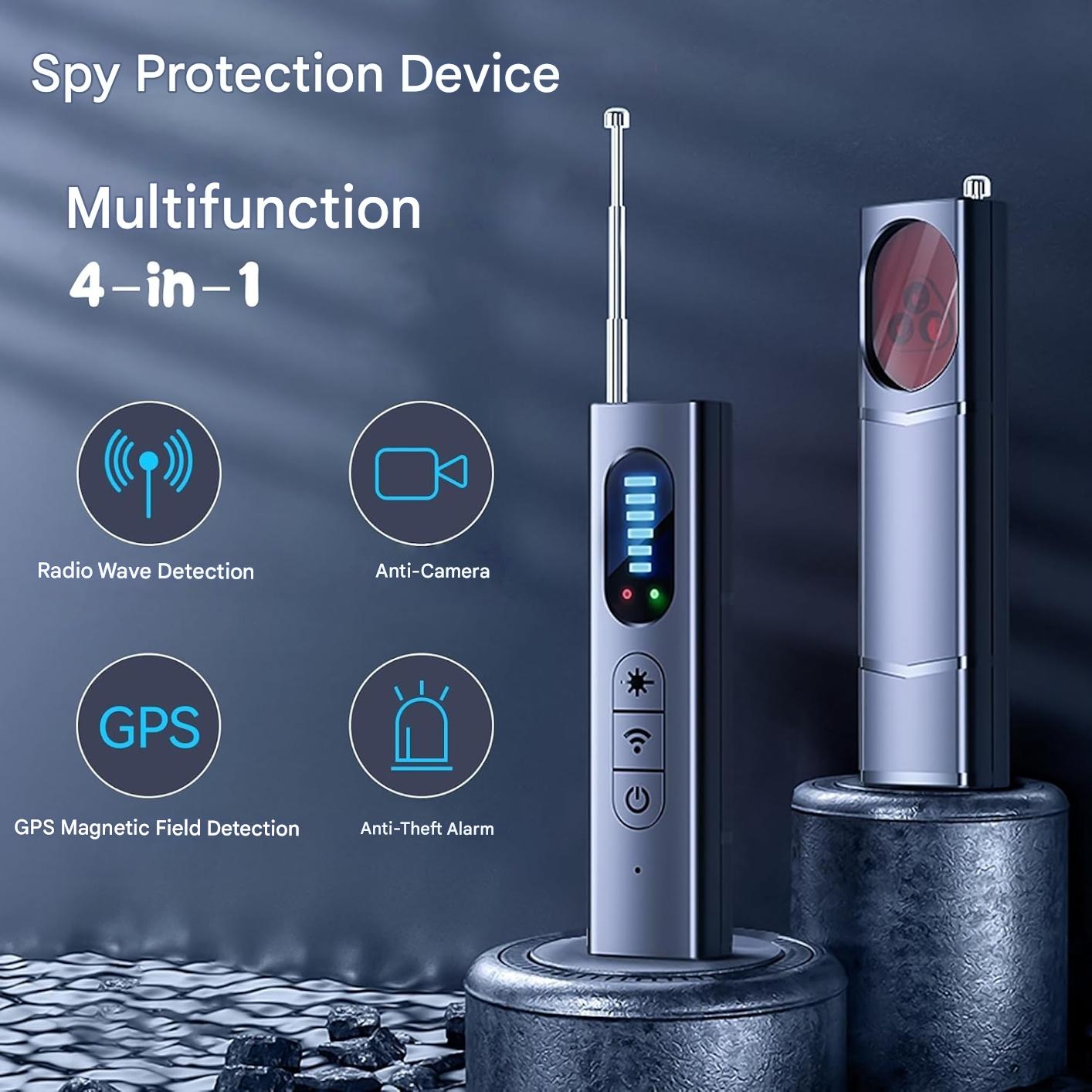 Detector profesional camere ascunse, aparate si dispozitive de spionaj, detector semnal RF, detectare tracker GPS, microfoane, baterie reincarcabila, compact, multifunctional