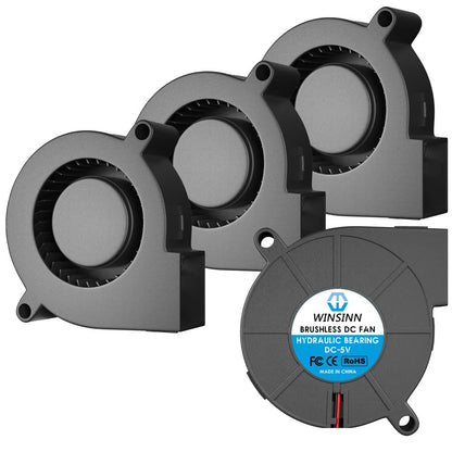 Set 4 ventilator 5V pentru imprimanta 3D, 50 mm, cu rulment hidraulic, Brushless, Racire turbo, conector cu 2 pini, WINSINN 5015