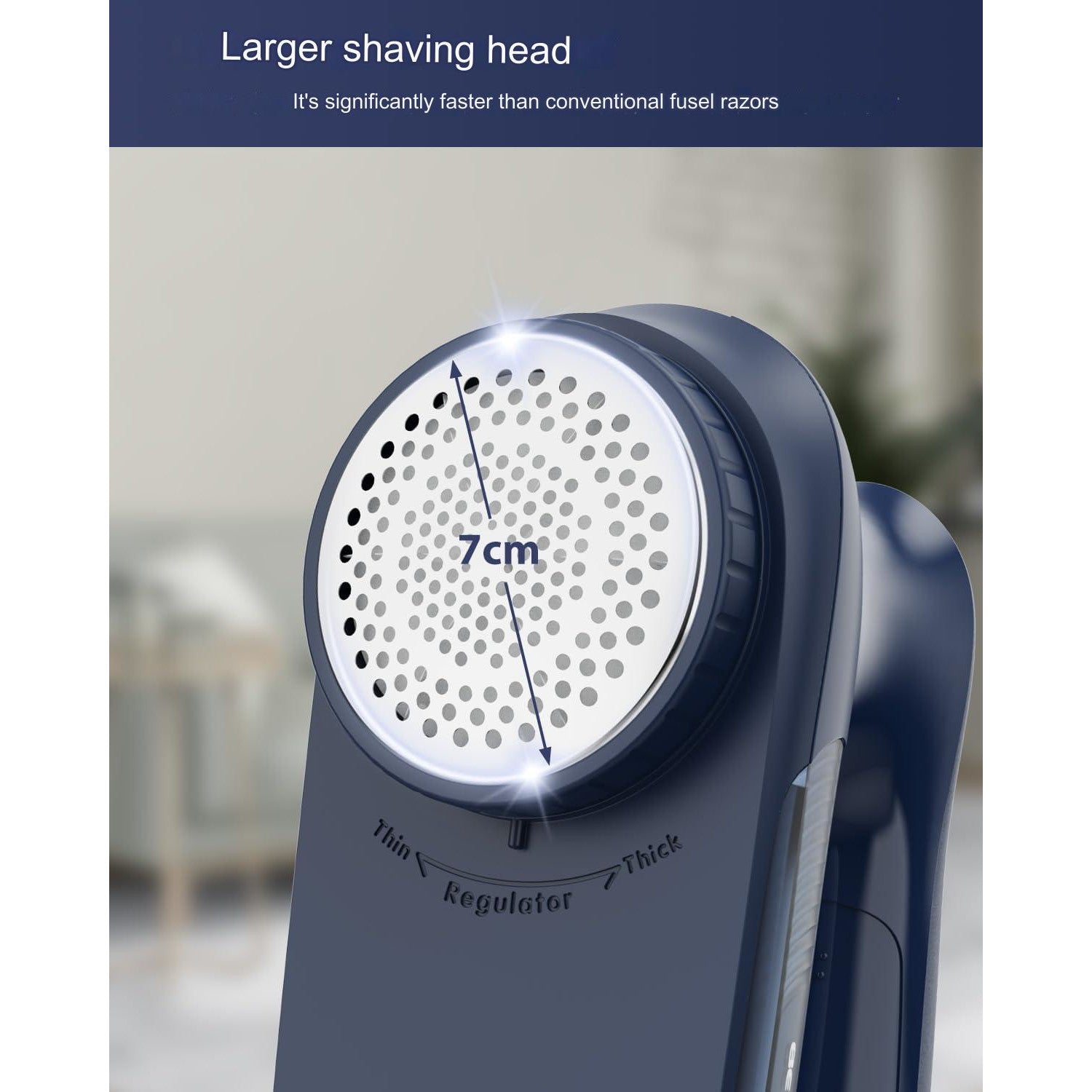 Aparat de curatat scame Beautural Lint, rotire a lamei de pana la 9000 rotatii/min, cutit cu 6 lame, 2 viteze, perie de curatare, recipient transparent, Albastru