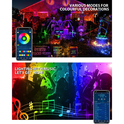 Set de 4 lampi solare LED RGB Bluetooth, cu control prin aplicatie, impermeabile IP65, luminozitate reglabila, pornire si oprire automata, panou si lumina reglabile