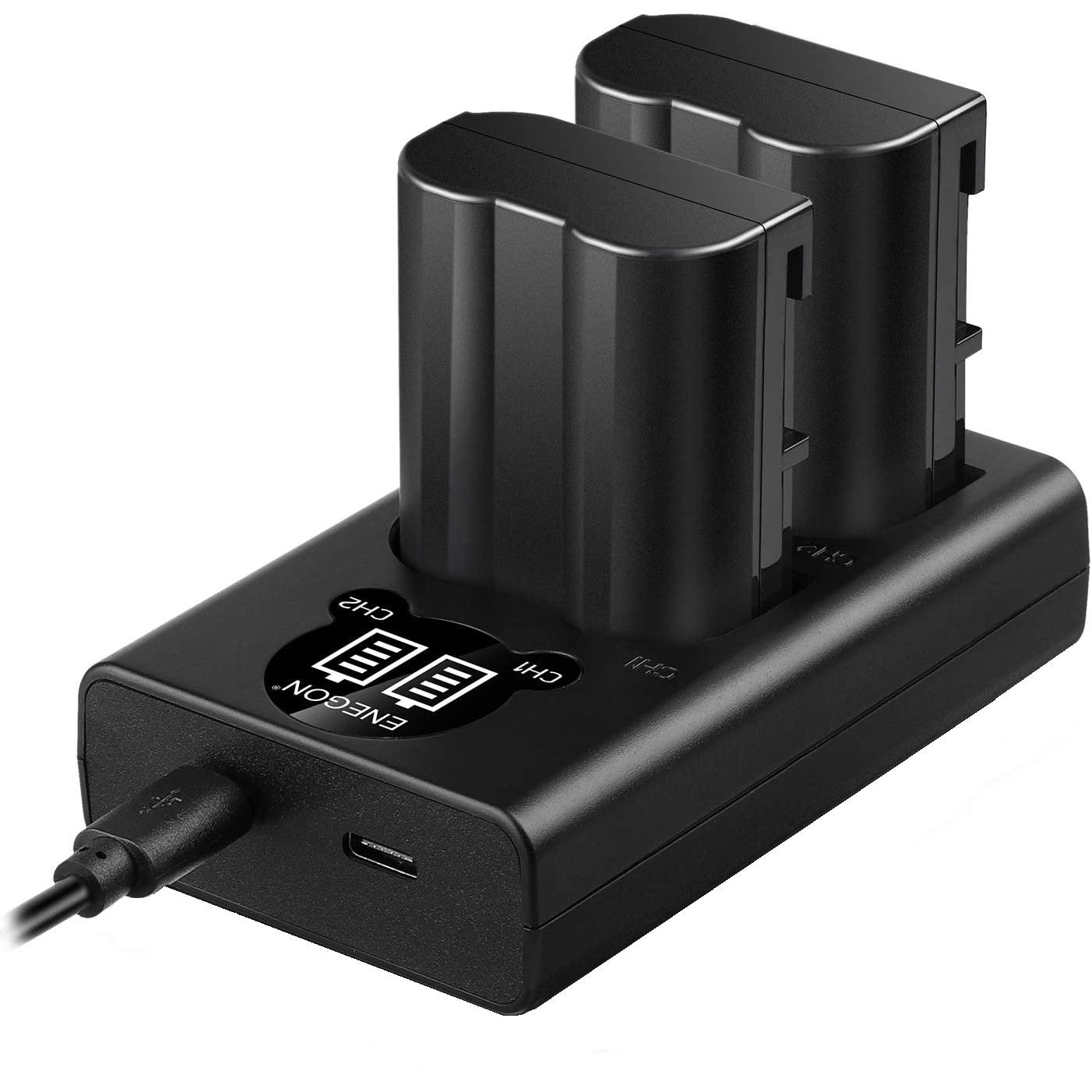 Set 2 acumulatori 1900 mAh, EN-EL15/EL15a, baterii + incarcator, pentru Nikon D7100, D750, D7000, D7200, D610, D880, D810
