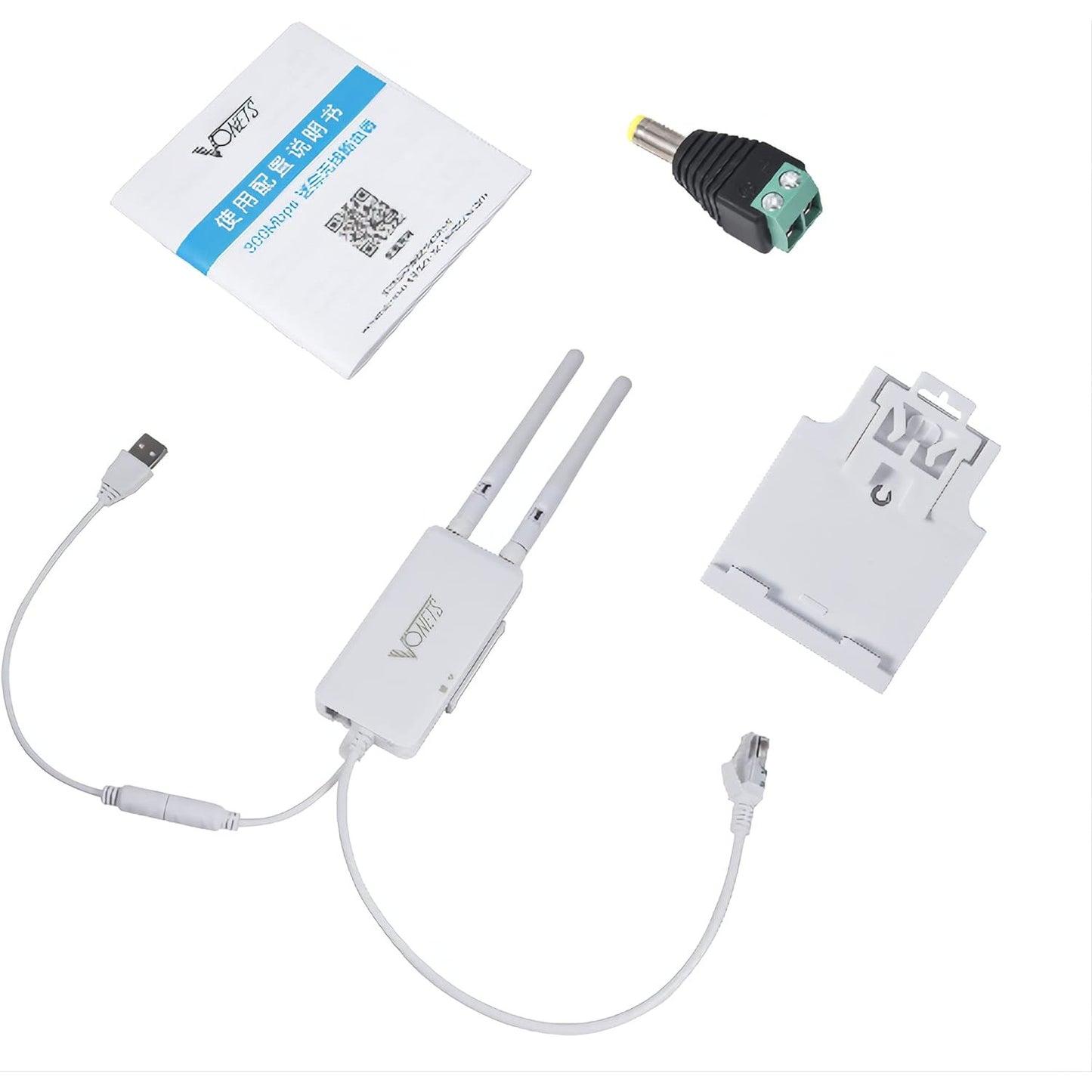 Amplificator Semnal Wireless Vonets, Range Extender Retea Mini Wi-Fi 2.4GHz, cu 2 antene, Transfer 300 Mbps, sursa de alimentare DC, USB, alb, VAP11S