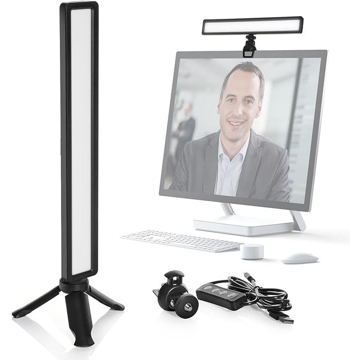 Lampa LED cu trepied, luminozitate reglabila, lampa de masa cu USB, cu protectie pentru ochi, material ABS, 11 niveluri de luminozitate, 2500 K pana la 9000 K, pentru videoconferinte