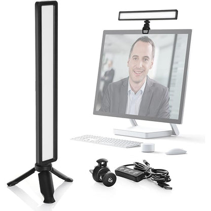 Lampa LED cu trepied, luminozitate reglabila, lampa de masa cu USB, cu protectie pentru ochi, material ABS, 11 niveluri de luminozitate, 2500 K pana la 9000 K, pentru videoconferinte
