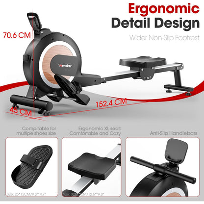 Aparat de vaslit cu sarcina magnetica reglabila pe 32 niveluri, suport smartphone/tableta, greutate utilizator max. 160 kg, compatibil Kinomap, Zwift