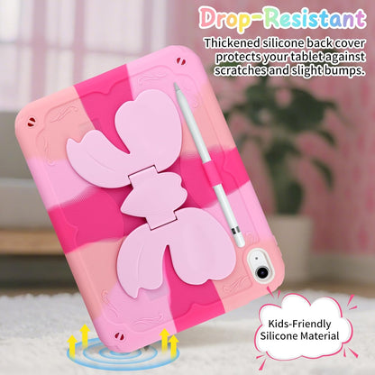 Husa de protectie pentru iPad Gen11, 11inch 2025 A16 si Gen 10, 10,9 inch 2022, cu stand stil fluture, suport pix, margini intarite, curea de umar, carcasa rezistenta la socuri, roz