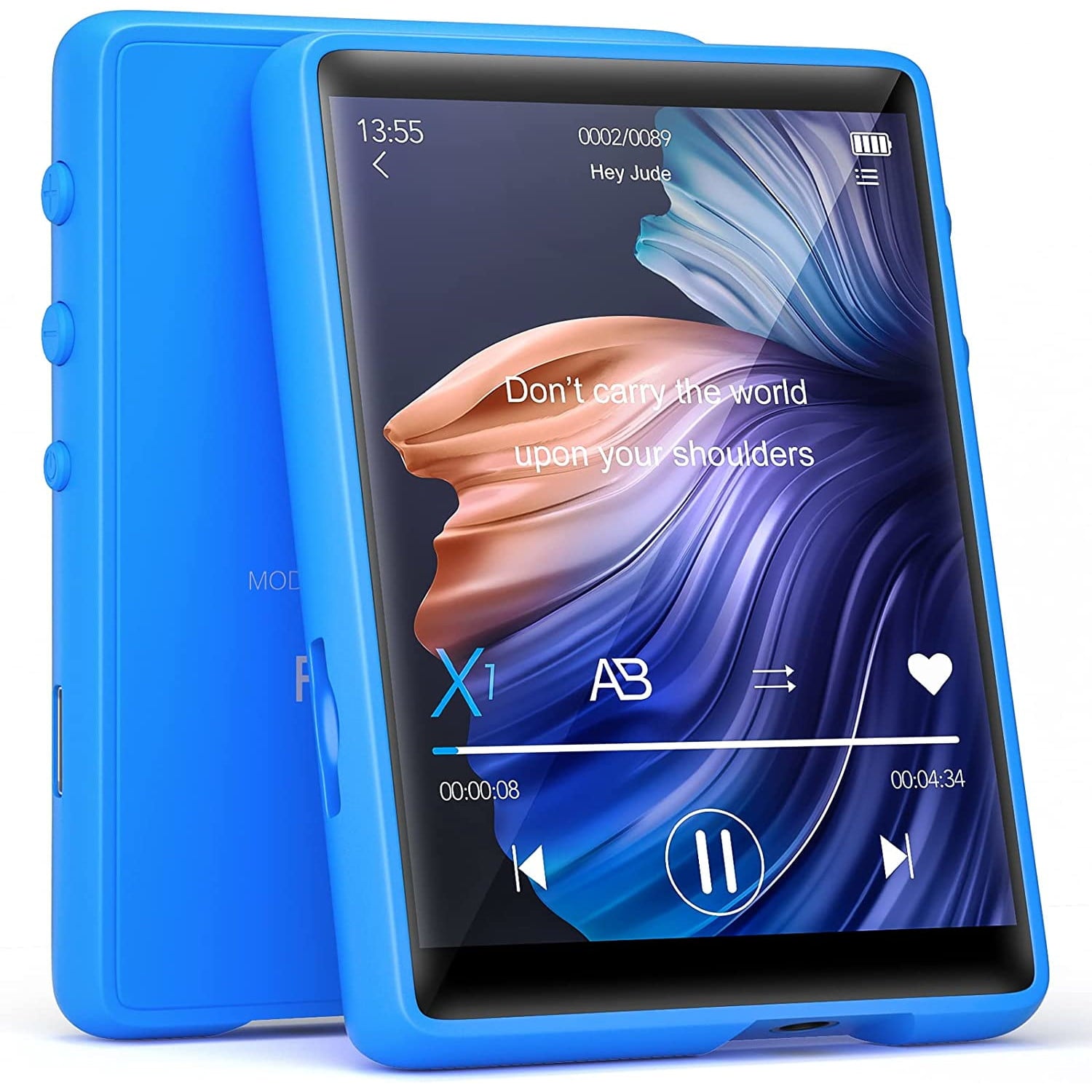 MP3 Player 32 Gb cu Bluetooth 5.0, touchscreen 2,4 inch, sunet HiFI, difuzor, Radio FM, portabil, accepta card pana la 128 Gb, albastru