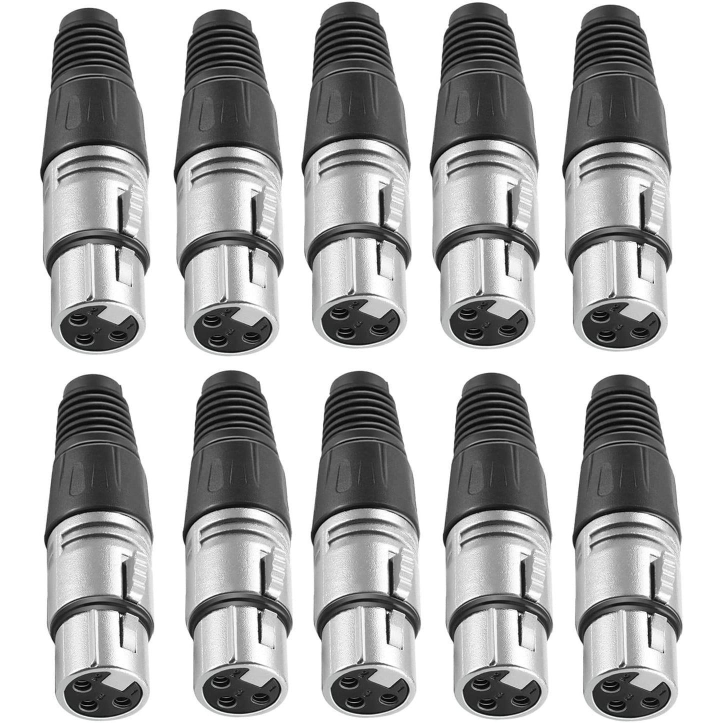 Set de 20 conectori XLR cu 3 pini, mufe 10 mama si 10 tata, din aliaj de zinc, durabile, cu conductivitate ridicata, si zgomot ultra scazut