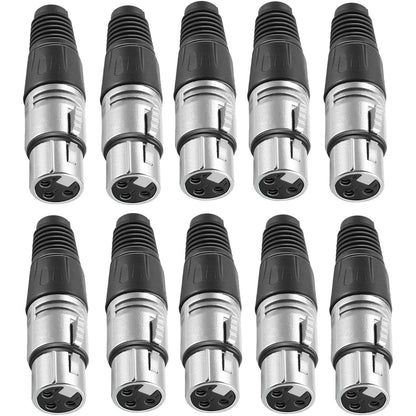 Set de 20 conectori XLR cu 3 pini, mufe 10 mama si 10 tata, din aliaj de zinc, durabile, cu conductivitate ridicata, si zgomot ultra scazut