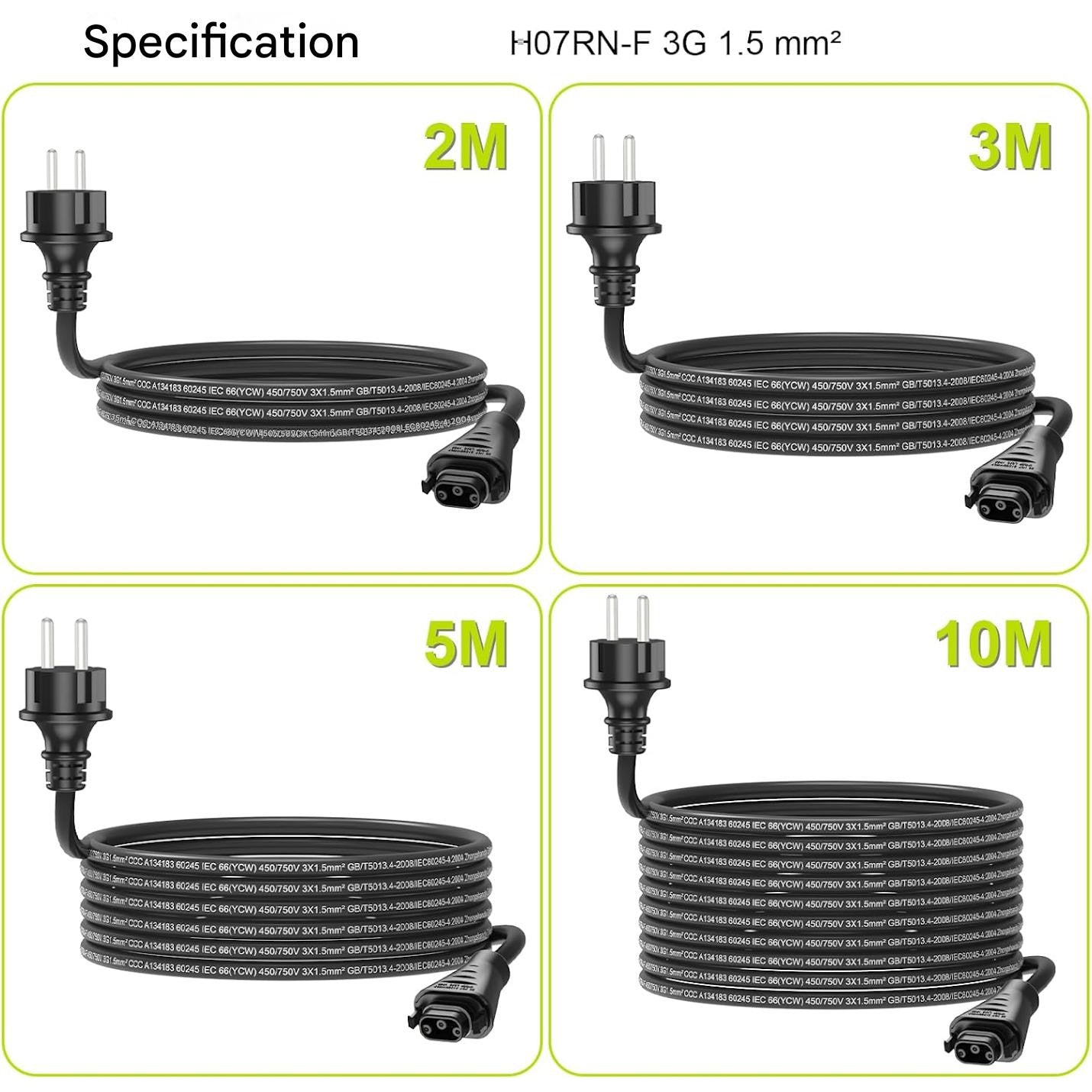 Cablu alimentare BC05 de 2 m pentru micro‑invertor solare HMS, IP68, conector BC05 la priza Schuko, rezistent la intemperii, conexiune sigura si stabila, instalare rapida, flexibil pentru instalare in gradina sau exterior