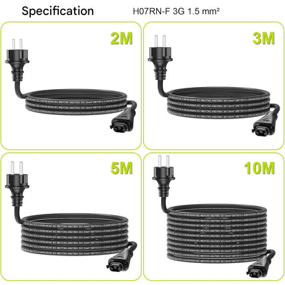Cablu alimentare BC05 de 2 m pentru micro‑invertor solare HMS, IP68, conector BC05 la priza Schuko, rezistent la intemperii, conexiune sigura si stabila, instalare rapida, flexibil pentru instalare in gradina sau exterior