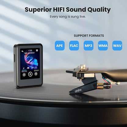 MP3 Player 64 GB cu Bluetooth 5,2, touchscreen 2,4 inch, difuzor incorporat, sunet HiFi, Ebook, ceas cu alarma, Radio FM, inregistrare voce, negru