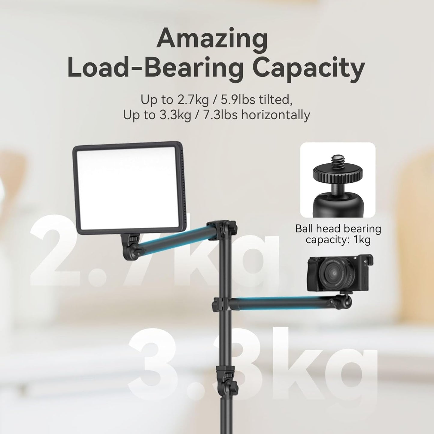 Stativ foto pentru camere DSLR, suport cu 2 brate SMALLRIG, brat detasabil flexibil, cap sferic 360°, cu surub 1/4 inch, clema C pentru fixare pe masa, ideal pentru fotografii, videografie, streaming live, vlogging si productie video profesionala