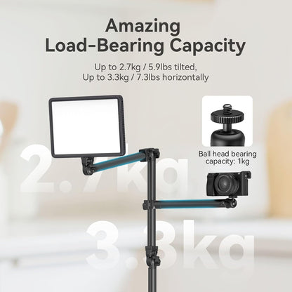 Stativ foto pentru camere DSLR, suport cu 2 brate SMALLRIG, brat detasabil flexibil, cap sferic 360°, cu surub 1/4 inch, clema C pentru fixare pe masa, ideal pentru fotografii, videografie, streaming live, vlogging si productie video profesionala