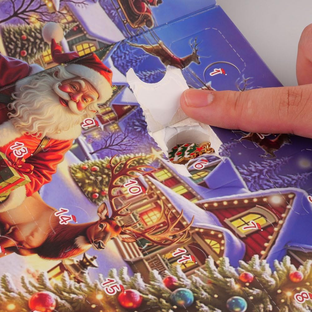 Calendar Advent 2025 pentru fete – Set bijuterii de craciun cu 24 de bratari si talismane, cadou pentru copii si adolescente 5-14 Ani, ideal pentru sarbatori