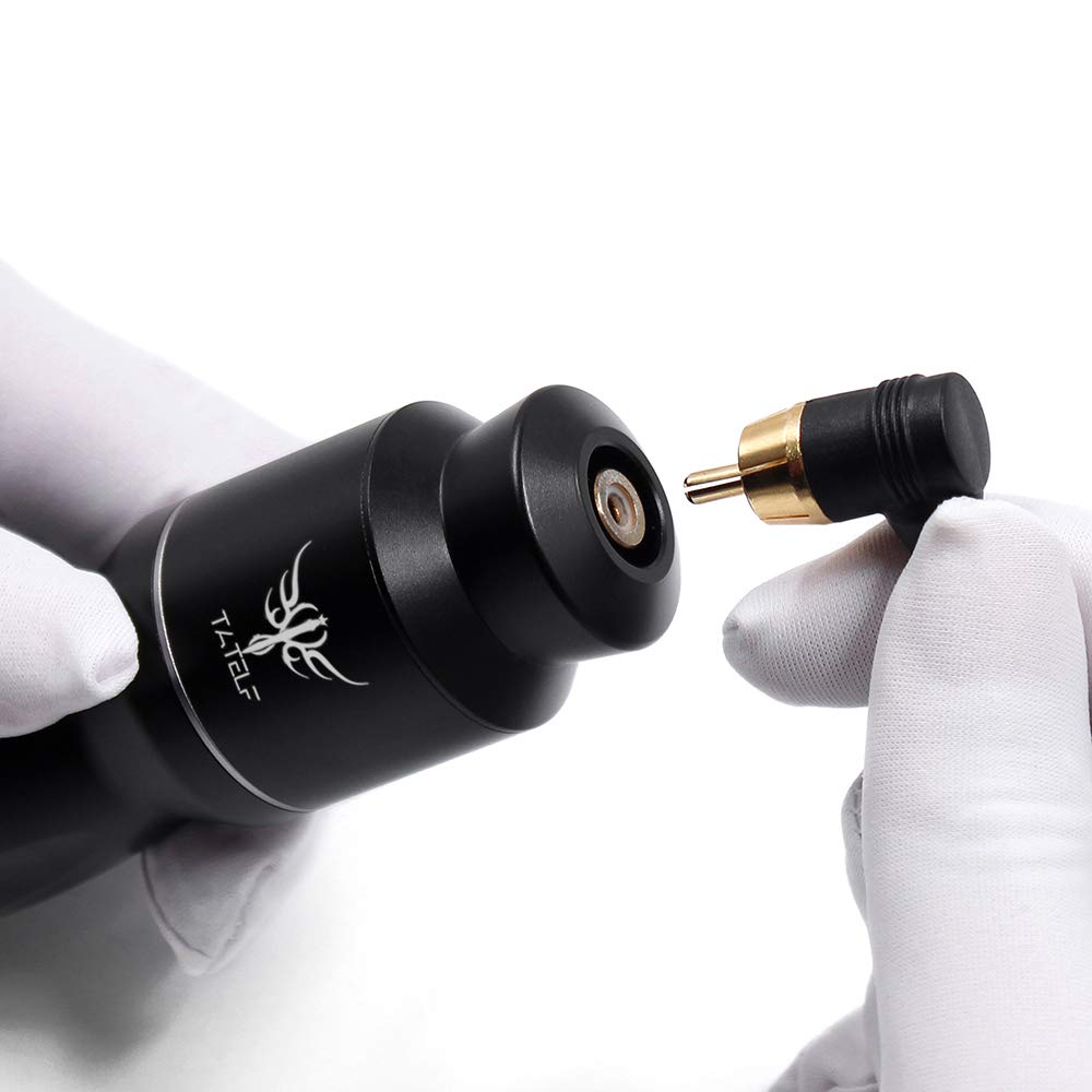 Cablu RCA TATELF pentru aparat de tatuaj rotativ, set 2 bucati, 180 cm, cablu de alimentare cu clema (clip cord), flexibil si rezistent, conector RCA pentru tattoo machine si surse de alimentare, negru