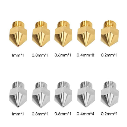 Set duze imprimanta 3D cu 20 piese cu 12 duze din alama si 8 duze din otel inoxidabil MK8 de 0,2 mm 0,4 mm 0,6 mm 0,8 mm 1,0 mm, cu instrumente de curatare, pentru Anycubic Mega, Creality CR-10, Ender