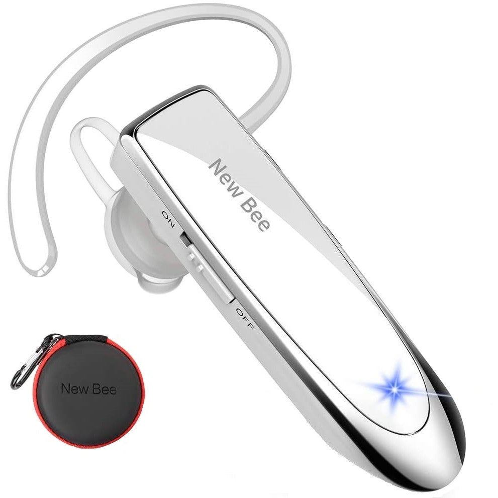 Casca New Bee Bluetooth V5.0, Handsfree, wireless, Reincarcabile, Stereo, Alb