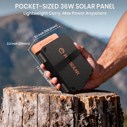 Panou solar pliabil 36W, IP67 rezistent la apa cu MPPT integrat, celule monocristaline 24%, cu USB-A, USB-C si DC, ultra-compact, incarcator solar pentru telefoane si gadgeturi, ideal pentru camping, aventuri outdoor si situatii de urgenta