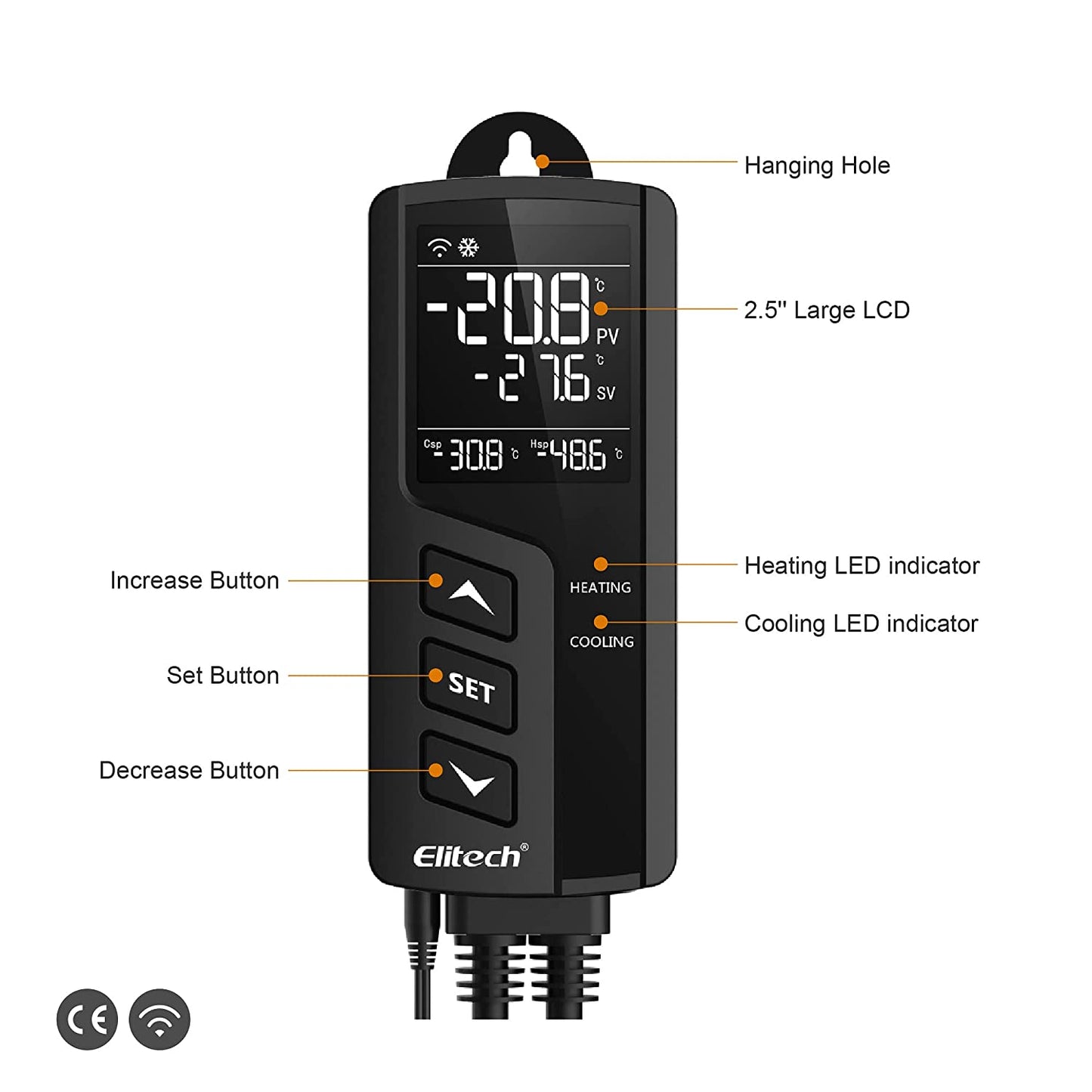 Priza smart cu termostat, WiFi, control prin aplicatie, programabil, comutator racire si incalzire automat, display LCD, STC-1000WiFi
