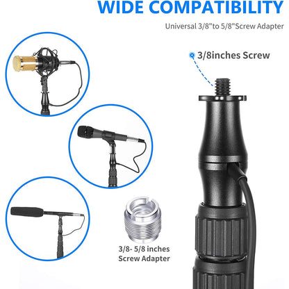 Suport pentru microfon, brat telescopic cu cablu XLR incorporat, de mana, extensibil 86-301 cm cu 5 segmente, blocare prin rasucire, maner din spuma, Neewer NW-088, negru