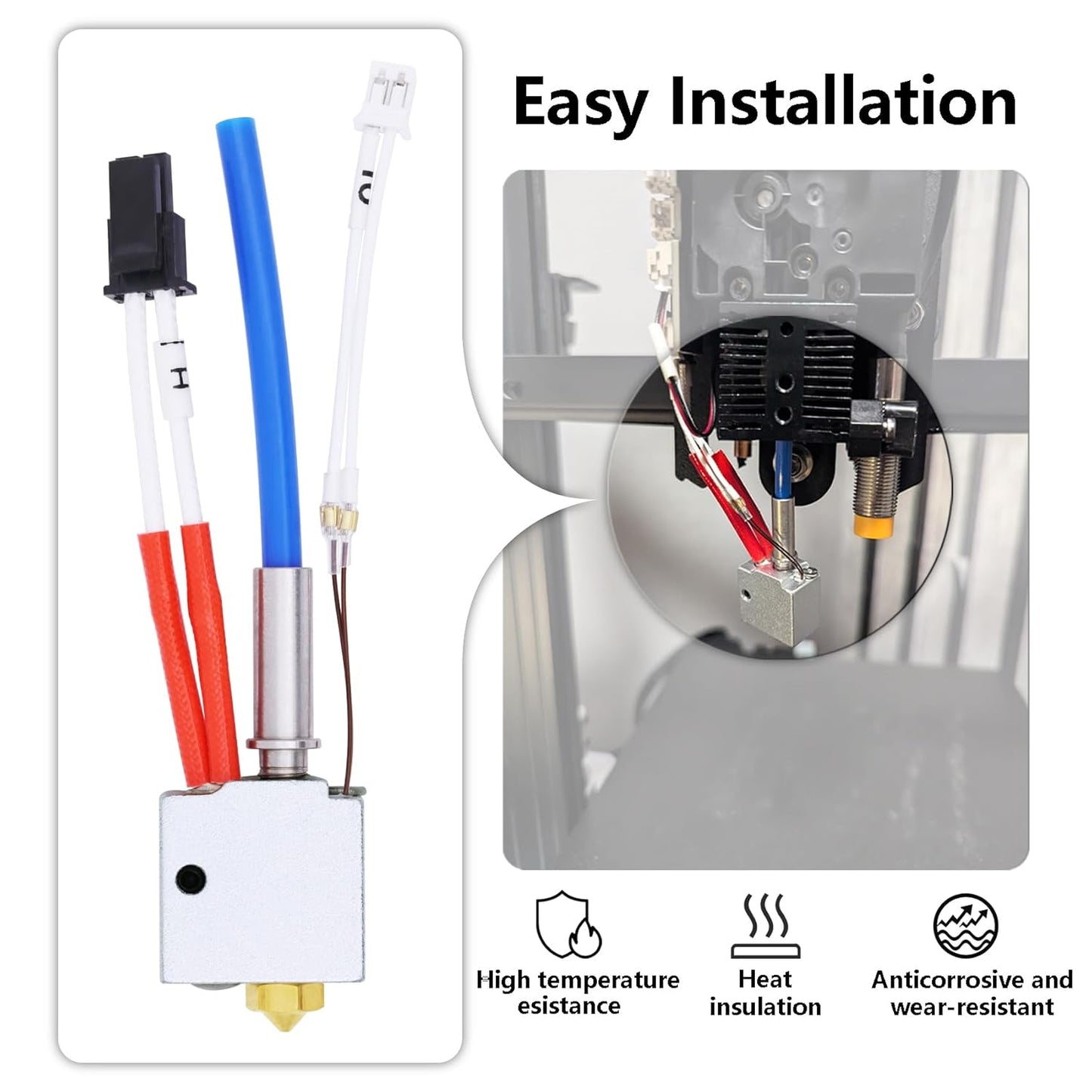 Cap de printare pentru imprimanta 3D Anycbic Kobra 2, hotend cu bloc incalzire, 5 duze 0, 4 mm, protecție silicon, 24 V, pentru Anycubic Kobra 2, Kobra 2 Neo, Kobra 2 Pro, Kobra 2 Plus, Kobra 2 Max