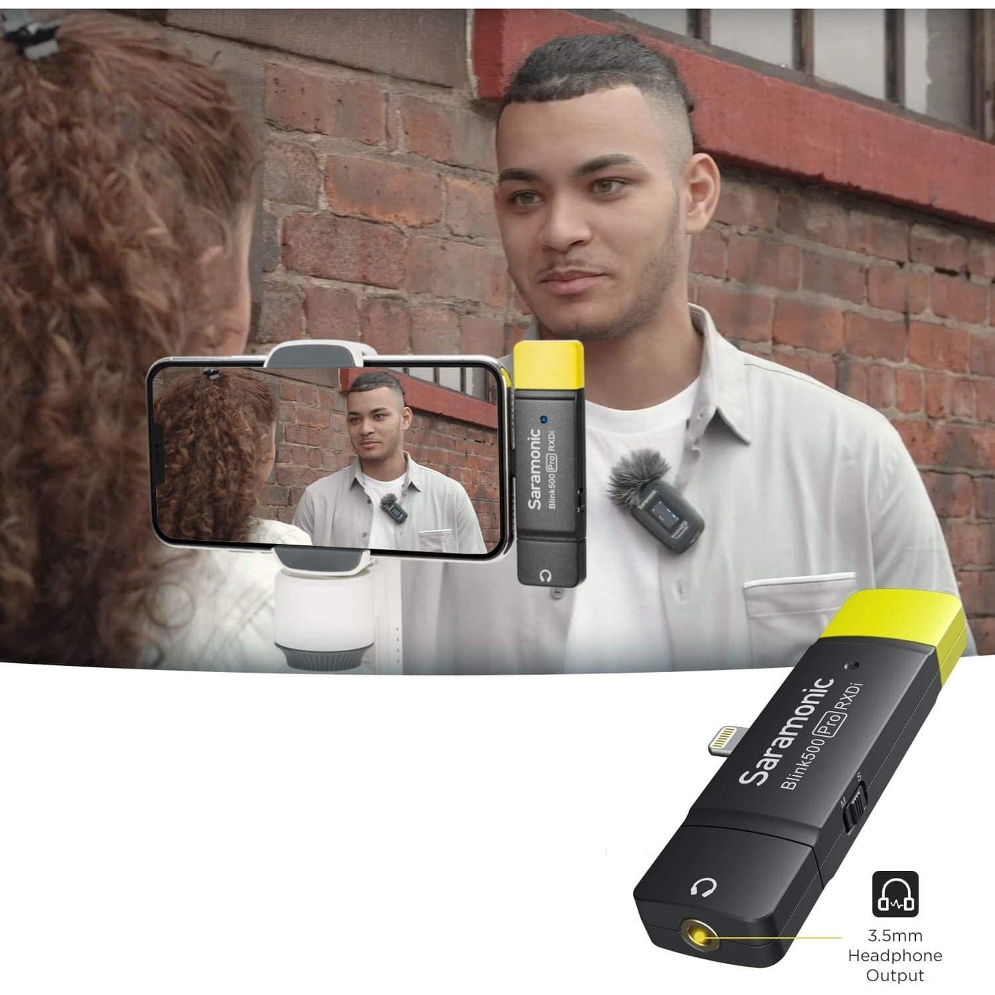 Microfon lavaliera wireless cu transmitator si receptor pentru Iphone iOS, Saramonic Blink500 PRO B3, pentru inregistrare audio, video, transmisie live, interviu