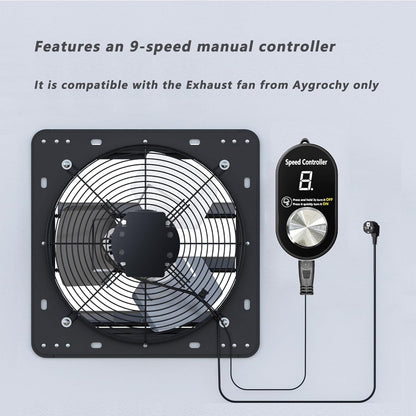 Ventilator industrial axial Aygrochy 300 mm, motor EC 40W, debit aer 1630 m³/h, cu reglaj al vitezei in 9 trepte, montaj perete/fereastra, pentru garaj, pod si bucatarie, zgomot redus 42 dB, clasa energetica A
