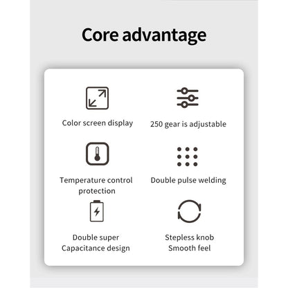 Aparat de sudura in puncte cu display LCD 1, 8 ", 250 niveluri reglabile, actionare prin pedala, condensator-SE-223, pentru banda de nichel 0, 1-0, 3 mm, negru