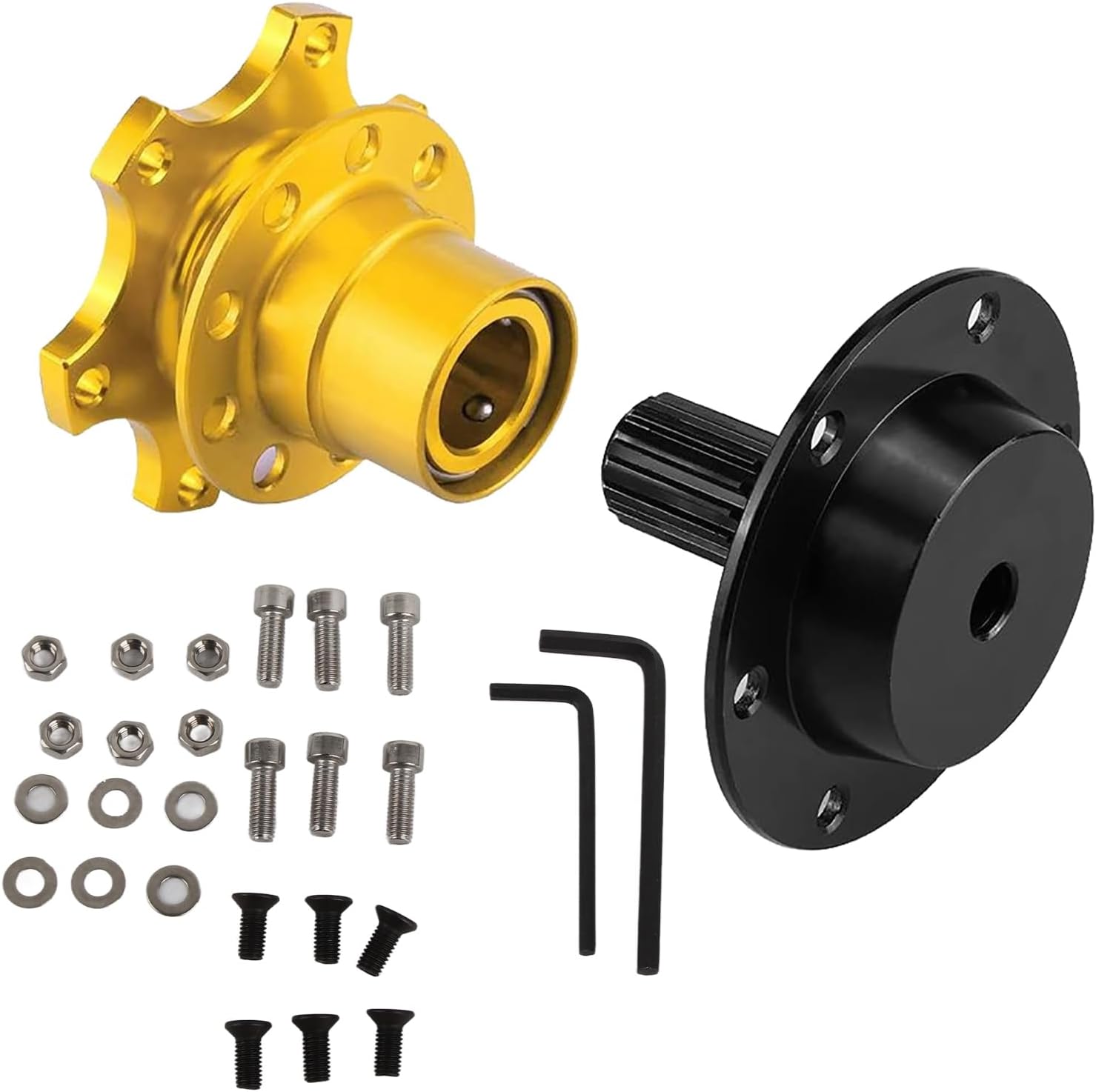Butuc volan sport Quick Release cu 6 prinderi, adaptor cu eliberare rapida Snap Off, din metal, cu accesorii de montare