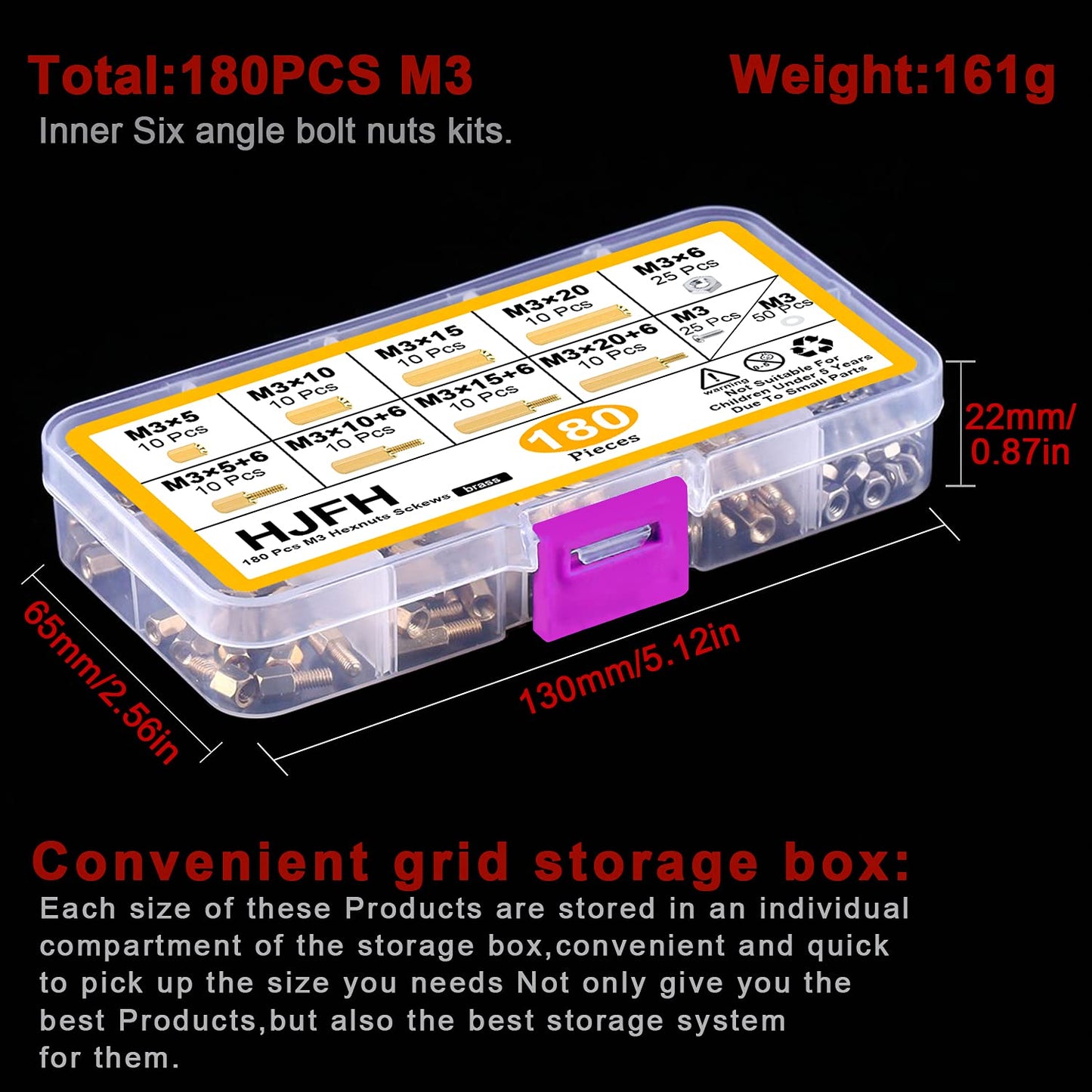 Set distantiere M3, mama-mama si mama-tata, din alama, cu suruburi si piulite din otel si saibe din plasitc, pentru placa PCB, 180 buc