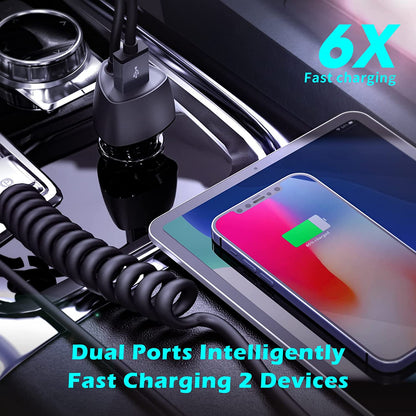 Incarcator auto fast charge 51W 12V~24V, PD&QC&PPS, cu cablu USB C 180 cm integrat, pentru iPhone 13/Xiaomi redmi Note 11/11s/Samsung/Huawei, Android, IOS