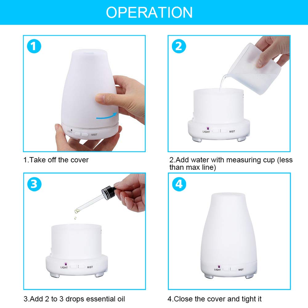 Difuzor Aroma Terapie cu telecomanda de Uleiuri Esentiale , Ultrasonic , Umidificator 200 ml