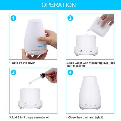 Difuzor Aroma Terapie cu telecomanda de Uleiuri Esentiale , Ultrasonic , Umidificator 200 ml