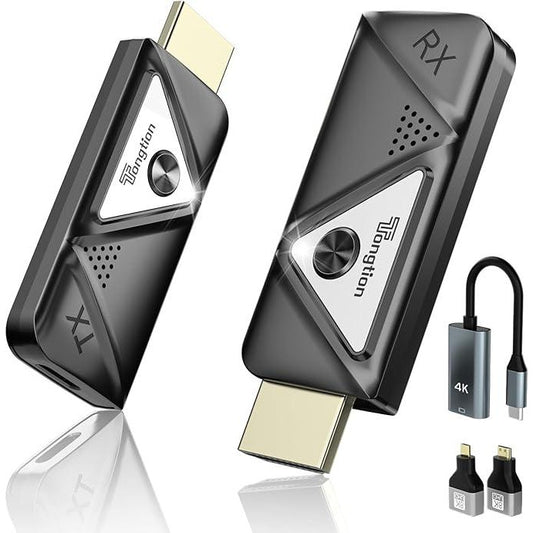 Kit Extender HDMI Wireless, 1080P@60Hz, raza de actiune 30 m, cu suport Plug and Play, adaptor USB tip C la HDMI suport 4k, mini HDMI + micro suport 8k, pentru cinema, streaming, birou
