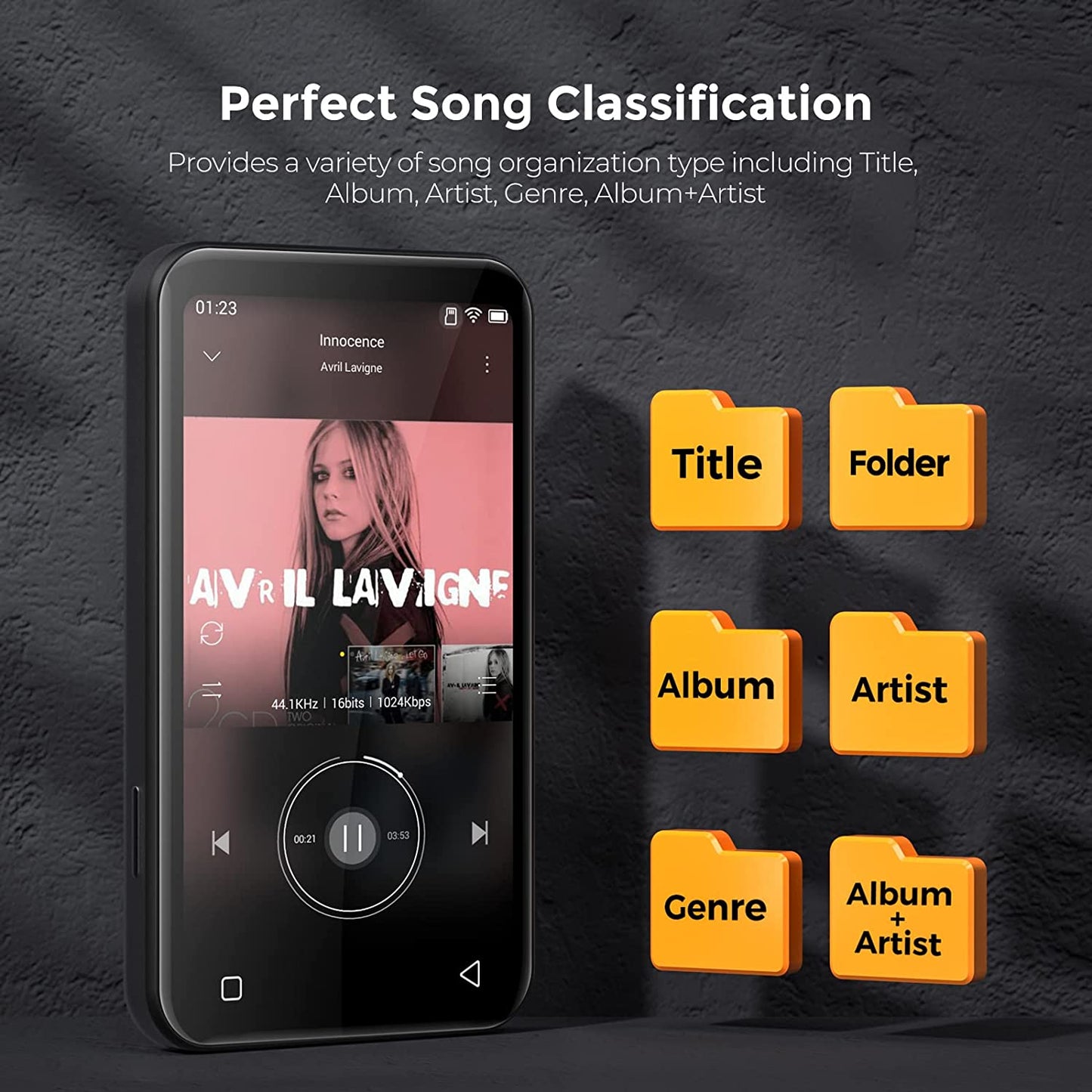 MP4 Player WiFi, cu ecran 4 inch, Bluetooth, full touchscreen, MP3 Player cu browser mini, difuzor, sunet HiFi, e-book, inregistrare radio si voce, suporta card pana la 512 GB