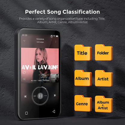 MP4 Player WiFi, cu ecran 4 inch, Bluetooth, full touchscreen, MP3 Player cu browser mini, difuzor, sunet HiFi, e-book, inregistrare radio si voce, suporta card pana la 512 GB