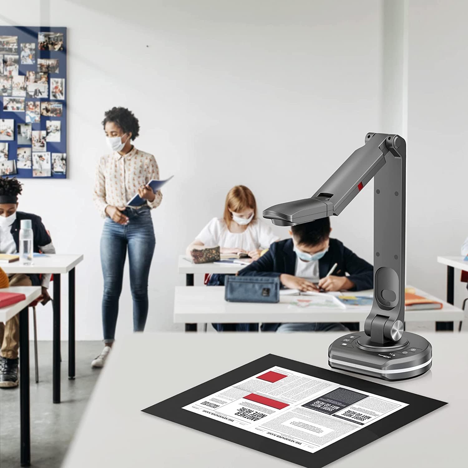 Camera scanner de documente A4, A3, 4K 4160 x 3120, de 13 MP, cu Autofocus, 30 FPS, streaming live si inregistrare, lumina LED, microfon incorporat, zoom digital, butoane cu touch, pentru Windows, Mac, Chromebook Joyusing