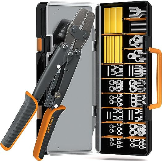 Set cleste de sertizare 1-10 mm², cu 79 bucati terminale, cabluri si tuburi termocontractile, cu cutie de depozitare si transport, SOMELINE